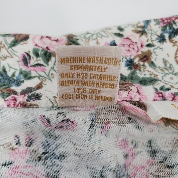 VINTAGE VICTORIA'S SECRET BEIGE PINK FLORAL COTTON ROBE WOMEN M/L COTTAGECORE - Picture 9 of 13